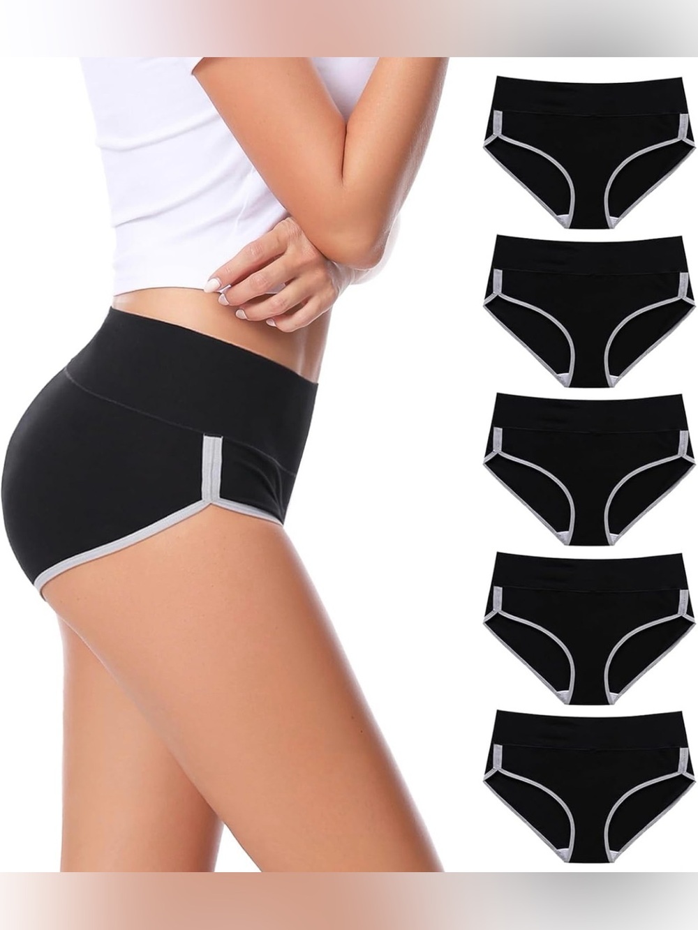 CAILECOTTON Women's Underwear Cotton High Waisted Hipster Everyday Brief 5 Pack